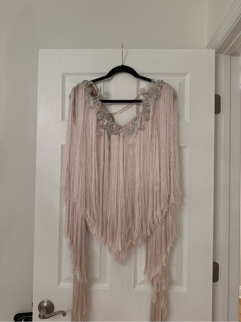 The Dolls House Blush Fringe Top with Beaded Accent